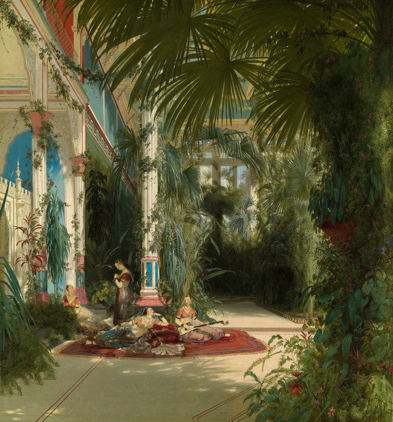 The work of Carl Blechen, a pivotal ﬁgure in 19th-century German painting, marks a transition from Romanticism to a more realistic view of nature. Inspired in part by his encounter with the Italian landscape and light during a trip he made around 1828 or 1829, Blechen developed a ﬂuid technique that enabled him to capture ﬂeeting atmospheric effects. He often used his landscapes as settings for mysterious ﬁgures, reﬂecting his early contact with Romantic painting and theater.