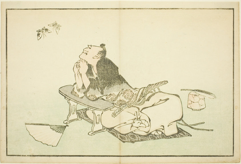 A Philosopher Watching a Pair of Butterflies, from The Picture Book of Realistic Paintings of Hokusai (Hokusai shashin gafu)
