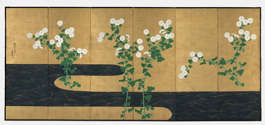 Chrysanthemums by a Stream