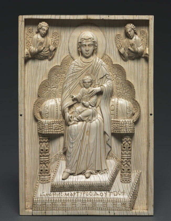 Ivory Plaque with Enthroned Mother of God ("The Stroganoff Ivory")