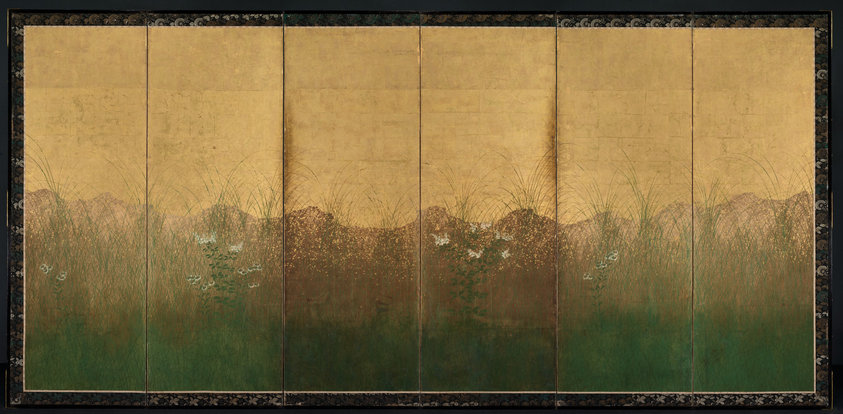 Autumn Evening with Full Moon on Musashino Plain