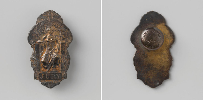 Franse button voor juryleden bij onbekende gelegenheid, 1900