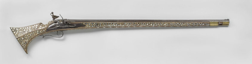 Lontslotmusket met vuursteenslot uit latere periode