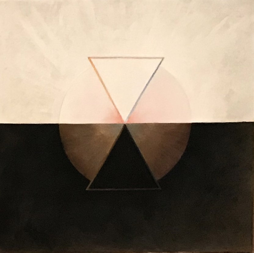Titel: Svanen, nr 13, grupp IX, serie SUW. Konstnär: Hilma af Klint (1862-1944, svenska). Olja på duk utförd 1915. Stiftelsen Hilma af Klints verk.