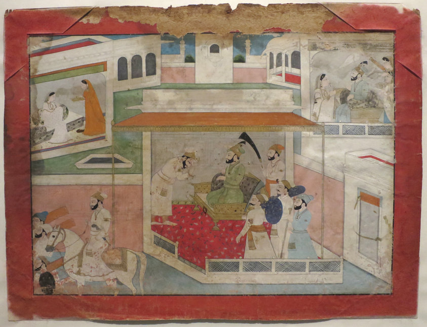 Alauddin Khilji Conquering Ranthamore Fort, Kangra school, India, late 18th century, opaque watercolor on paper, Tokyo National Museum