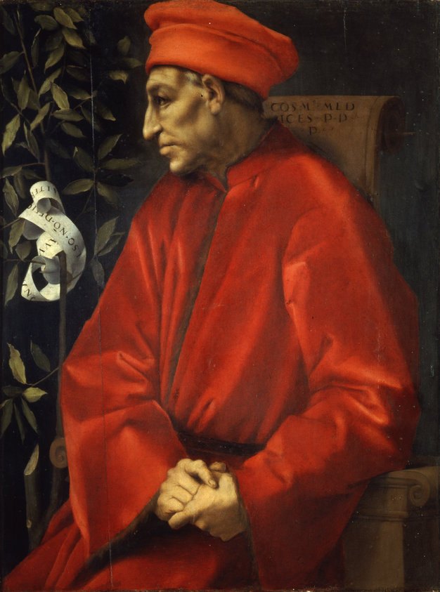 The laurel branch is a traditional Medici emblem.