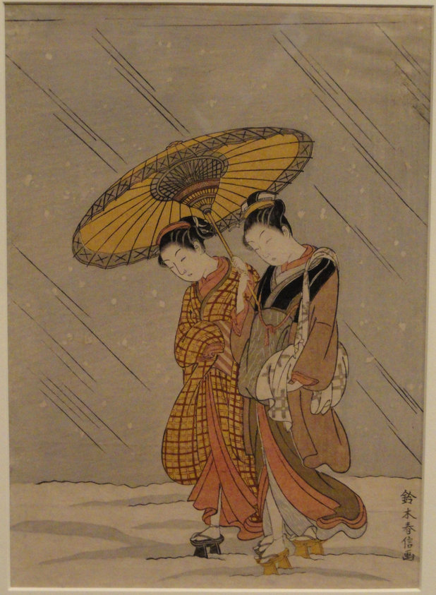 Couple in a Snowstorm, Suzuki Harunobu, c. 1768