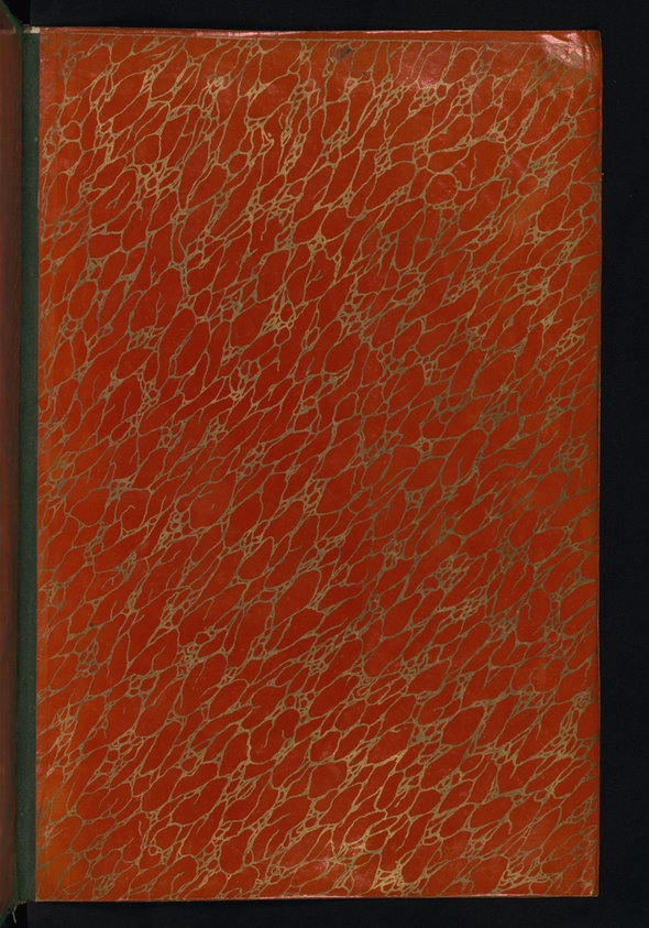 Walters manuscript W.620 has a brown leather blind-stamped binding with a flap. The binding is decorated with a central oval medallion and pendants. This binding is not original to the manuscript.