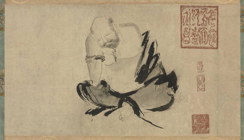 Depicts Zen monk Huike (慧可) thinking. By painter Shi Ke (Chinese: 石恪), from Five Dynasties and Ten Kingdoms Period to Northern Song (about 10th century)
