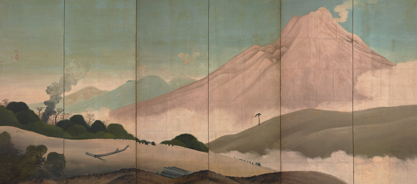 Mount Asama, byobu by Aodo Denzen, Tokyo National Museum, Japan